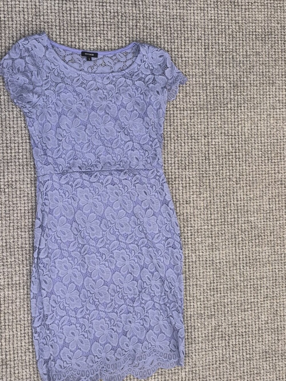 Crochet Lace Sheath Dress in Lilac - Women's Cap Sleeve Dress
